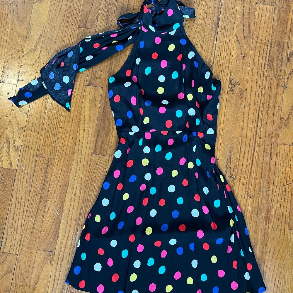 RIXO x Target Black Multi Color Polka Dot Halter Dress (NWOT)